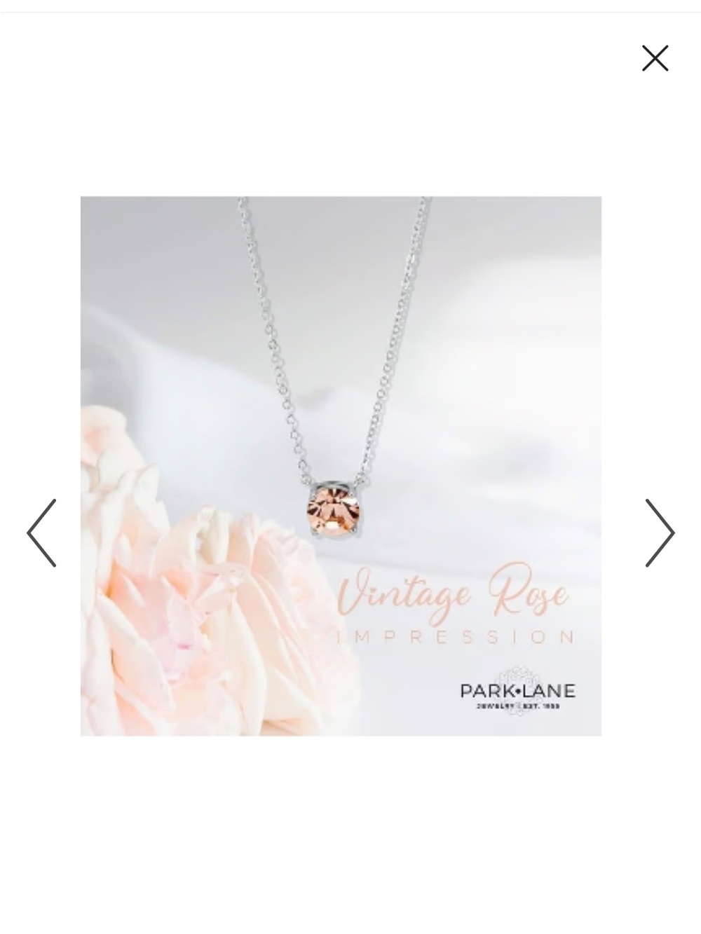 NWOT Park Lane Vintage Rose Pendant Necklace in Rose Gold Crystal